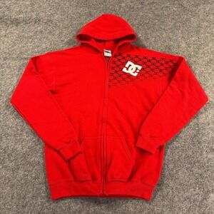 Y2k DC Shoes Hoodie Youth XL Red Full Zip Skateboard Sweatshirt Skater Grunge